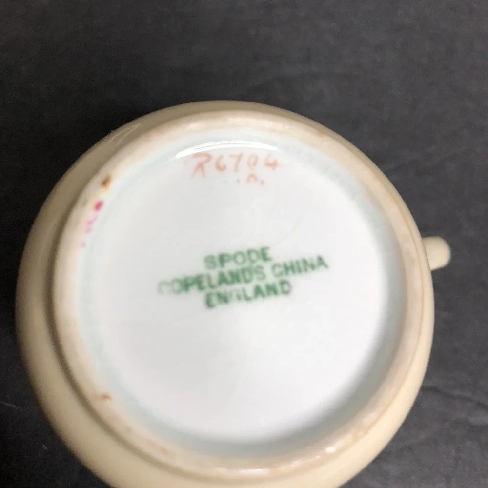 4 Copeland Spode Demitasse Cups & Saucers Rose Floral Blue Band R6704 READ